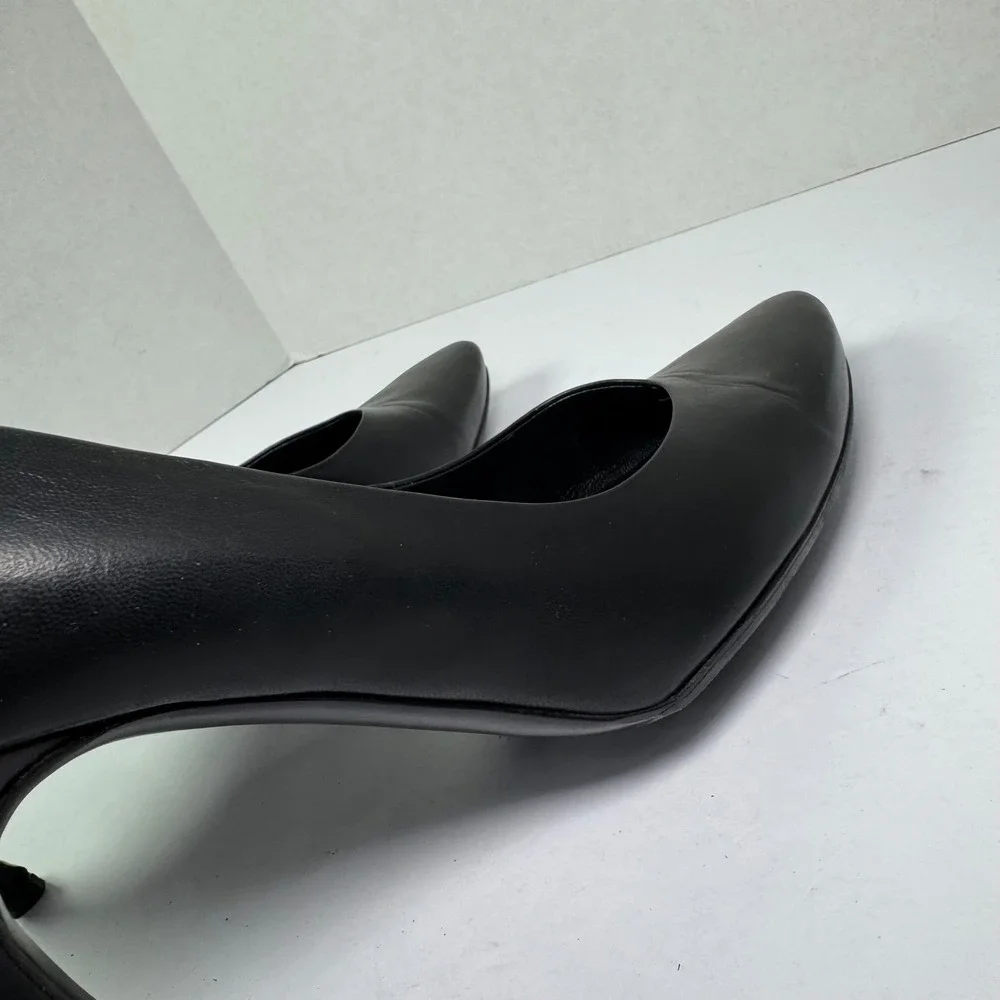 Prada Black Leather Pointed Toe Stiletto High Heel Pumps Made in Italy Women's - Picture 7 of 11